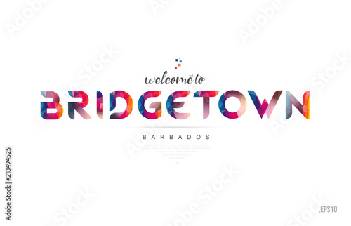 Εκτύπωση καμβά Welcome to bridgetown barbados card and letter design typography icon