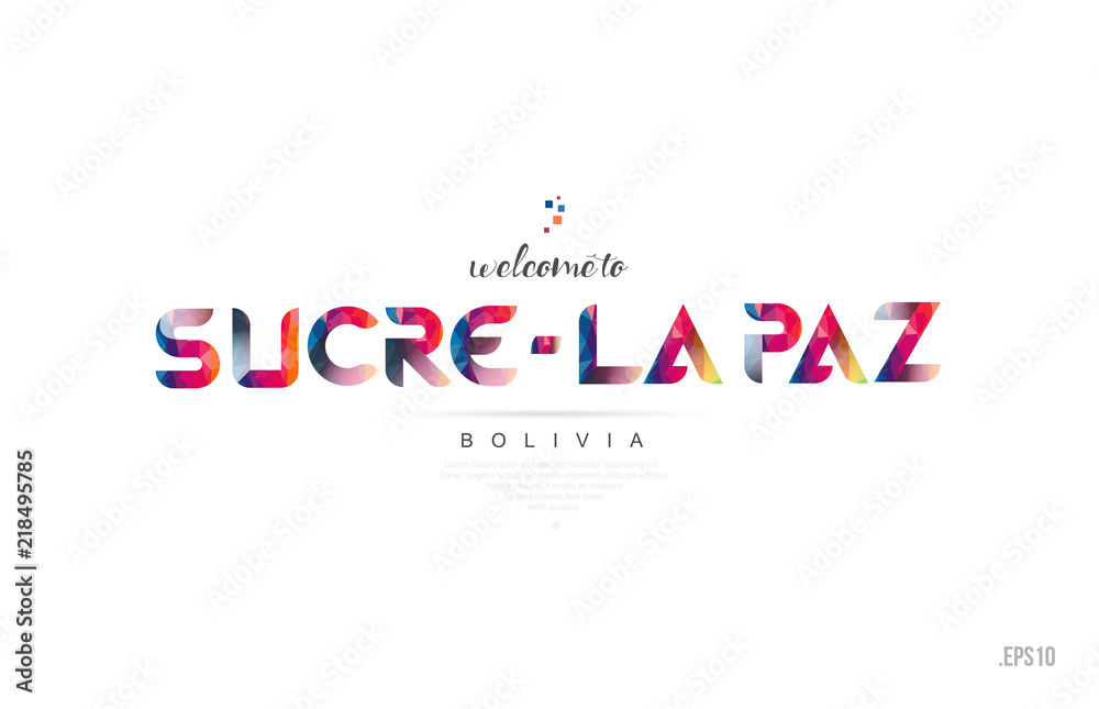 Welcome to sucre la paz bolivia card and letter design typography icon