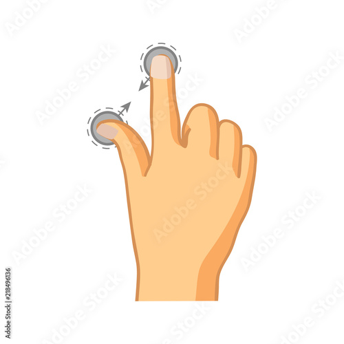 Zoom-out flat colorful icon of touch gesture isolated on white