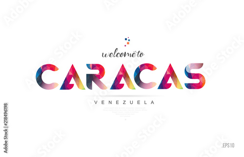 Welcome to caracas venezuela card and letter design typography icon