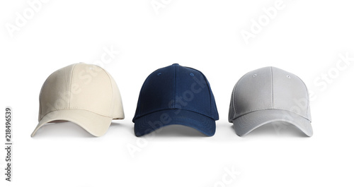 Baseball caps on white background. Mock up for design