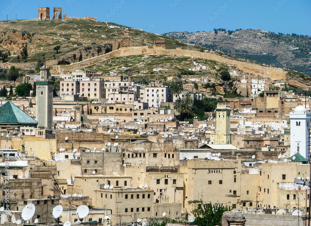 Naklejka premium Medina of Fez, Morocco, Panorama