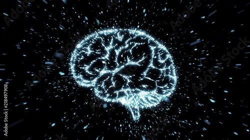 Computer brain in explosion of digital data