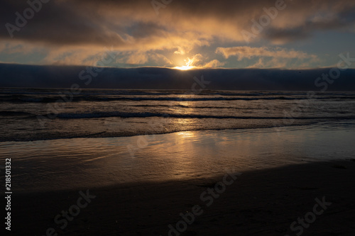 Waves Rolling in at Sunset on the Pacific Ocean in Cannon Beach Oregon Northwest Coast USA