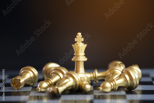 Close up chess pieces on chessboard with black background