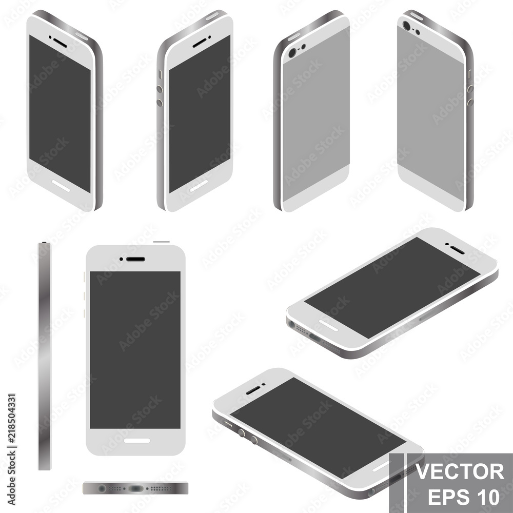Smartphone. Isometry. View from above. Icon. For your design. Isolated. Smartphone. Isometry. View from above. Icon. For your design. Isolated.