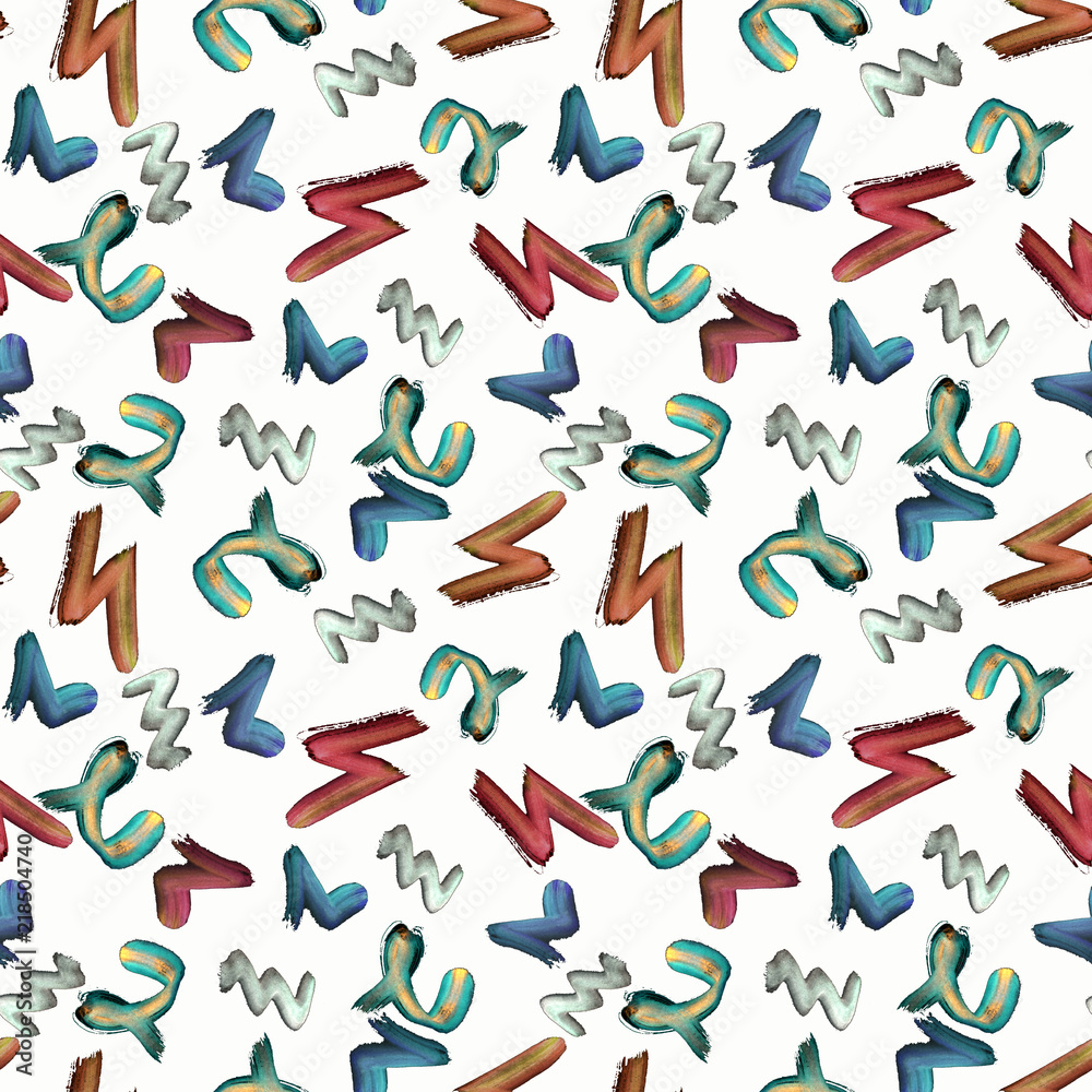 Seamless abstract pattern . The brush strokes on white background.