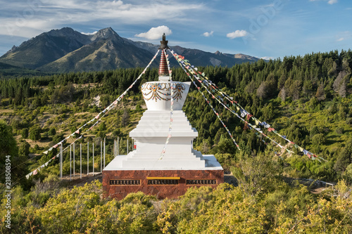 Canvas Print Prayer flags around the Stupa