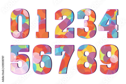 0 1 2 3 4 5 6 7 8 9 Set of Colorful reainbow numbers. One, two, three, four, five, six, seven, eight, nine, zero photo