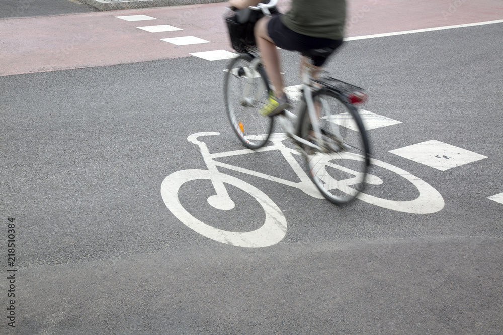Fototapeta premium Cyclist on Bike Path, Malmo
