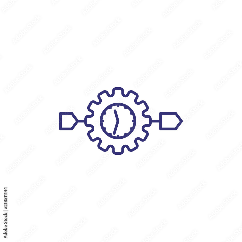 Optimization line icon. Clock in gear. Time management concept. Can be used for topics like business, technology, schedule
