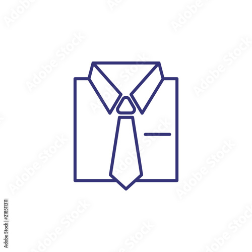Shirt and tie line icon. Suit, dress code, white collar. Formal wear concept. Can be used for topics like fashion, business, official clothing