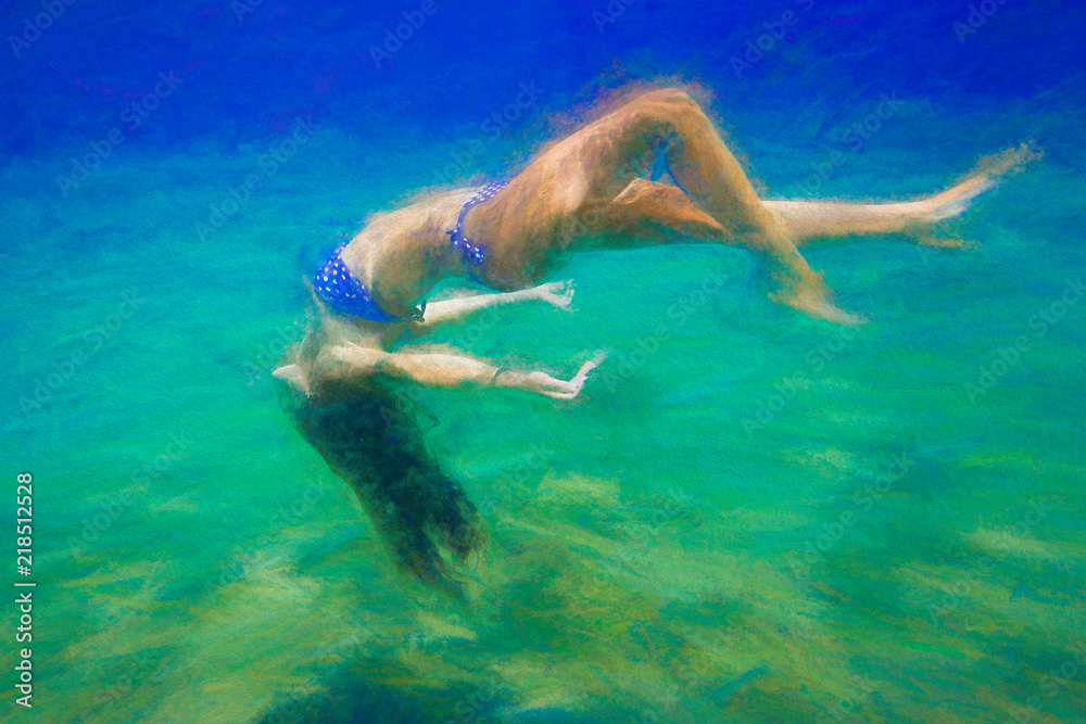 Youn girl posing under the sea Youn girl posing under the sea