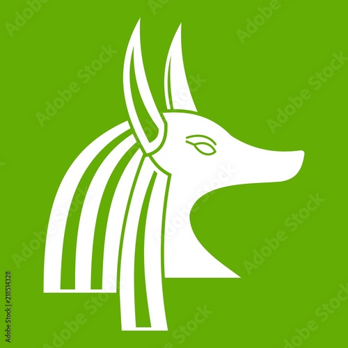Ancient egyptian god Anubis icon white isolated on green background. Vector illustration