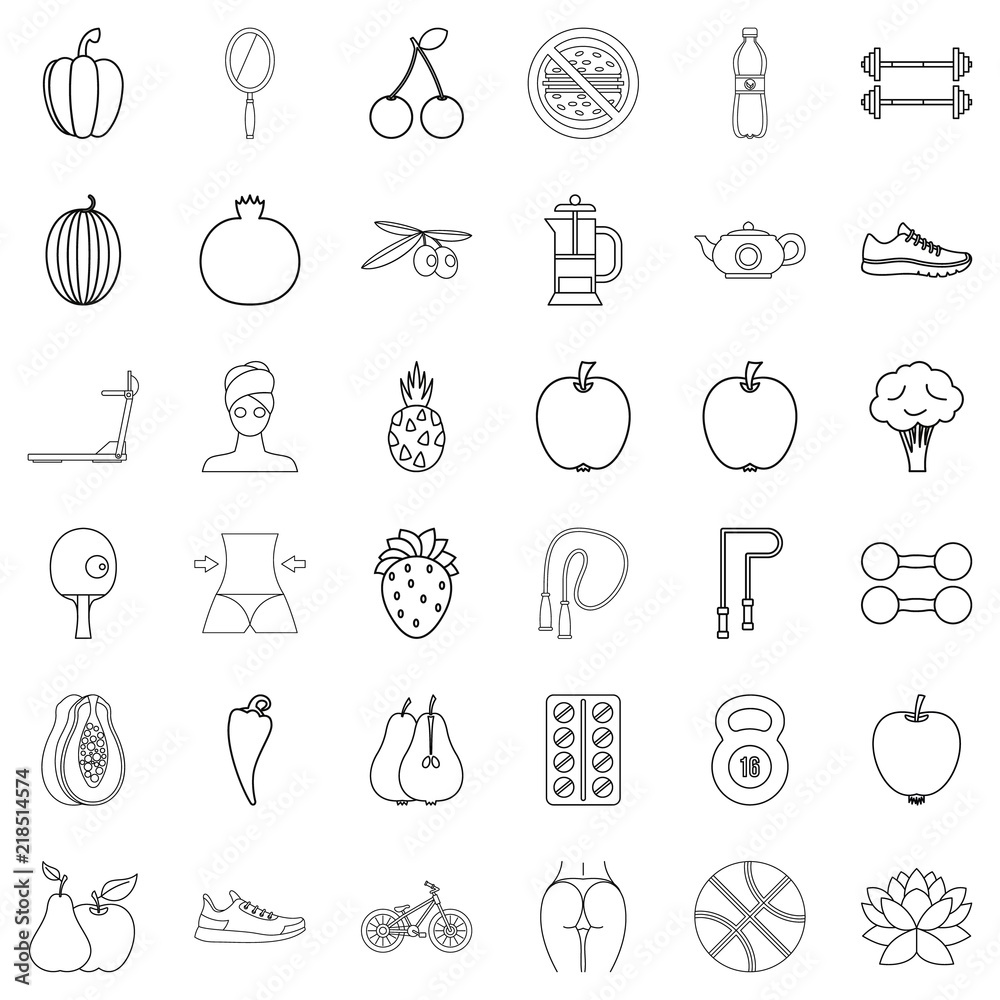 Sport icons set. Outline style of 36 sport vector icons for web isolated on white background Sport icons set. Outline style of 36 sport vector icons for web isolated on white background