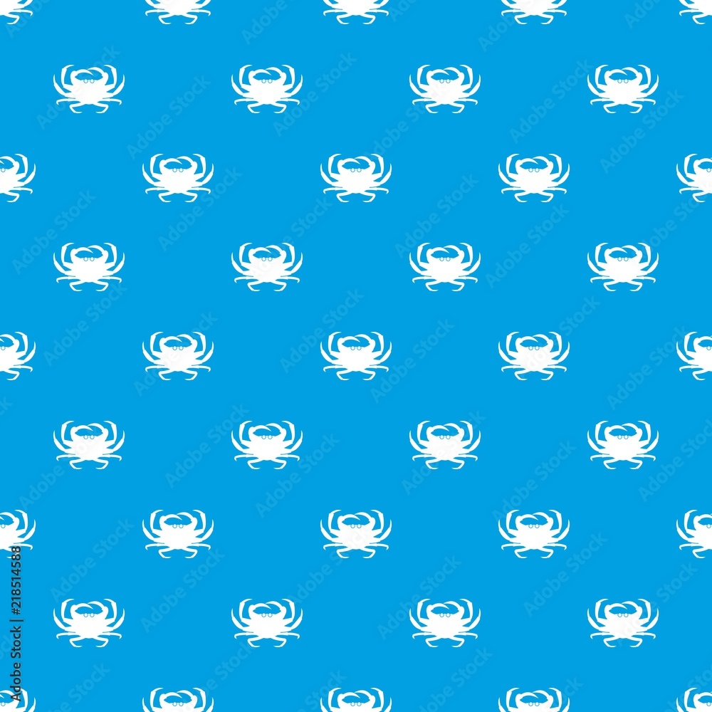 Crab pattern repeat seamless in blue color for any design. Vector geometric illustration