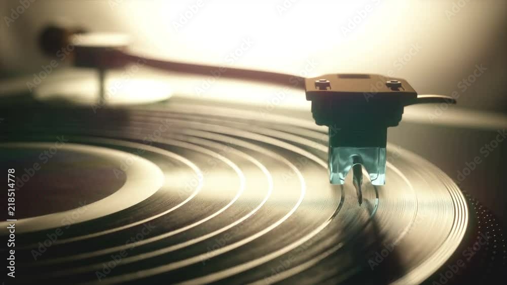 Vinyl record being played on old retro vintage disc jockey device. Video clip seamless.