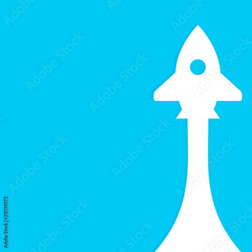 Startup rocket. Banner with rocket