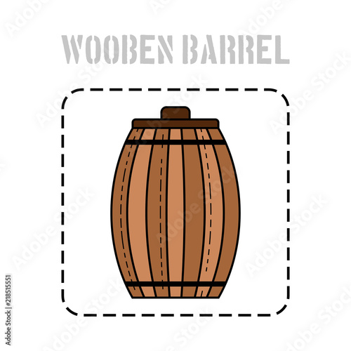 Wooden barrel for beer, water and beverages. Flat icon for site, business. Vector illustration