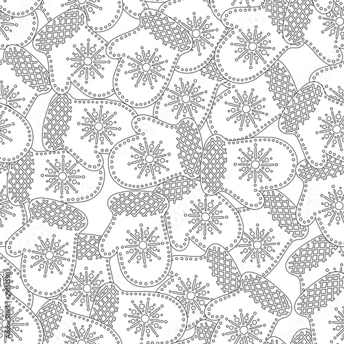 Gingerbread. Black and white illustration for coloring book or page. Christmas, holiday background.