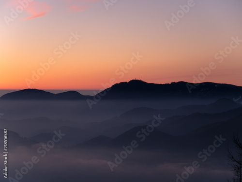 Foggy Sunrise in the mountains