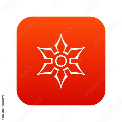 Ninja shuriken star weapon icon digital red for any design isolated on white vector illustration photo