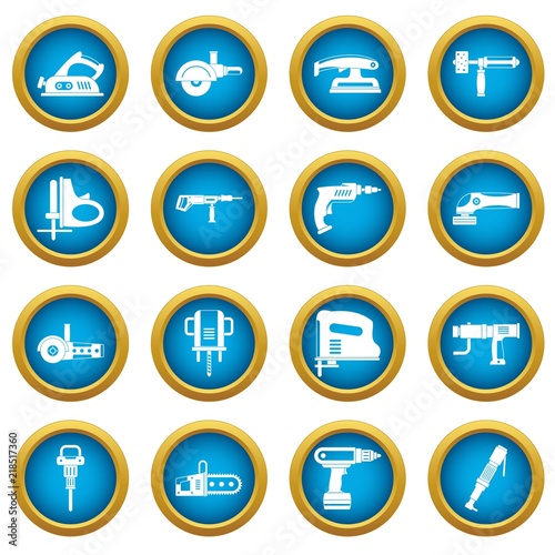 Electric tools icons blue circle set isolated on white for digital marketing Free Download Electric tools icons blue circle set isolated on white for digital marketing - GFXLoad