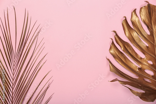 Obraz tropikalne liście: monstera i palma daktylowa