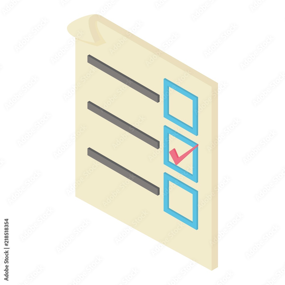 Form voting icon. Isometric illustration of form voting vector icon for web Form voting icon. Isometric illustration of form voting vector icon for web