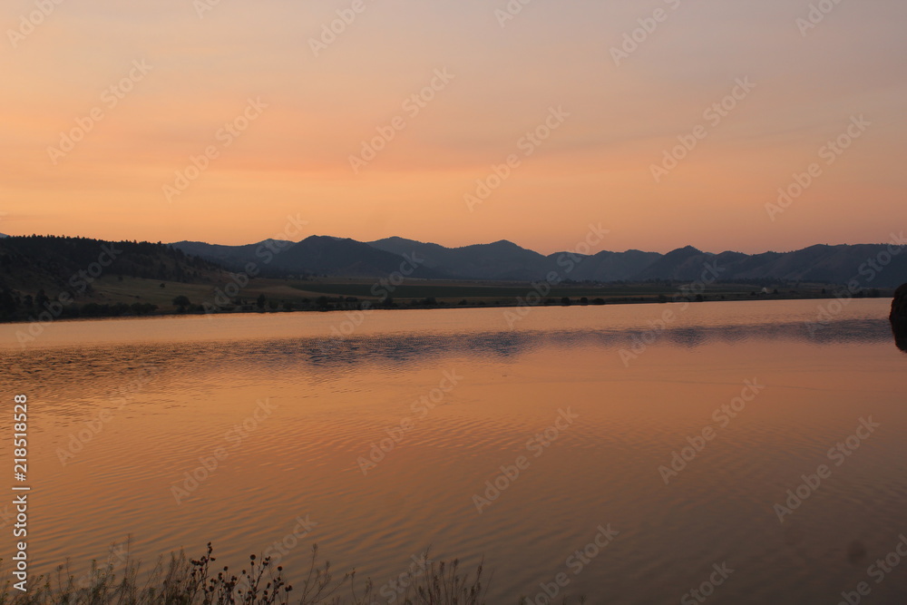 Orange sunset over Hauser Lake 
