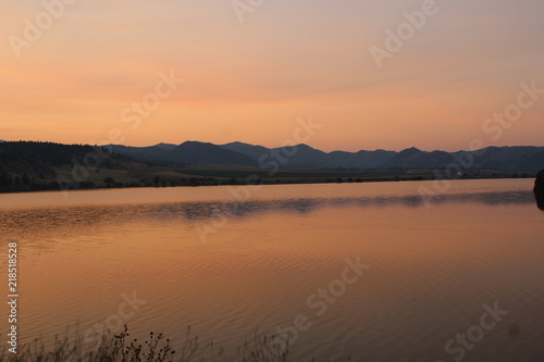 Orange sunset over Hauser Lake 