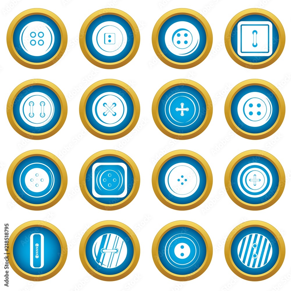 Clothes button icons blue circle set isolated on white for digital marketing Clothes button icons blue circle set isolated on white for digital marketing