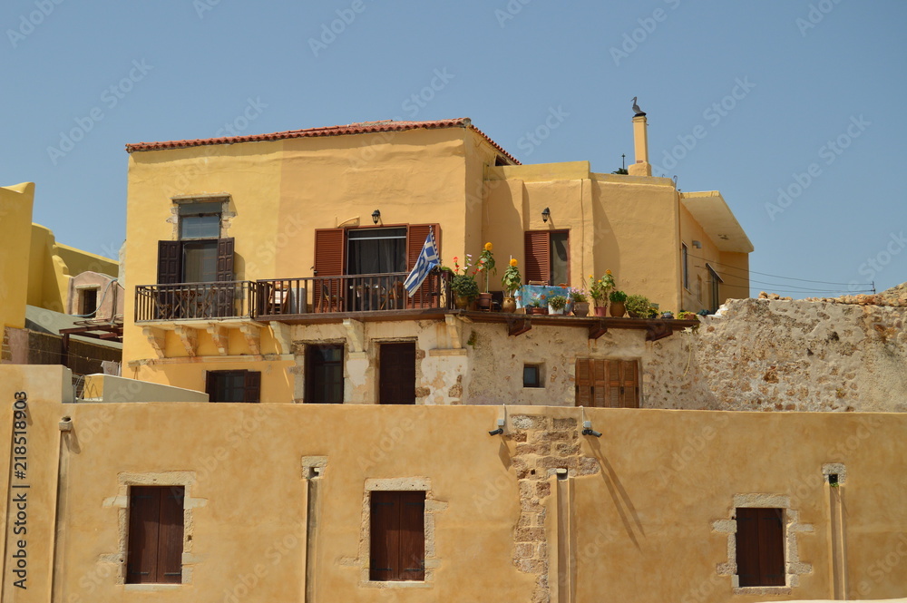 Old Fortress Turned Into Precious Houses In The Port Of Chania. History Architecture Travel. July 6, 2018. Chania, Crete Island. Greece.