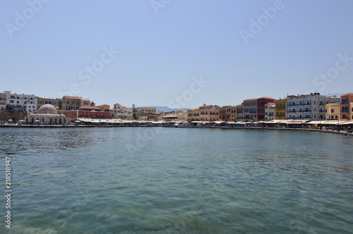 Wonderful Views Of The Port Of Chania In Venetian Style With Immensity Of Souvenir Shops And Restaurants. History Architecture Travel. July 6, 2018. Chania, Crete Island. Greece.