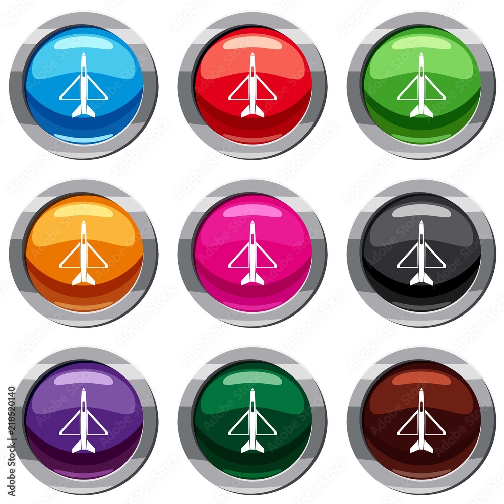 Military aircraft set icon isolated on white. 9 icon collection vector illustration Military aircraft set icon isolated on white. 9 icon collection vector illustration