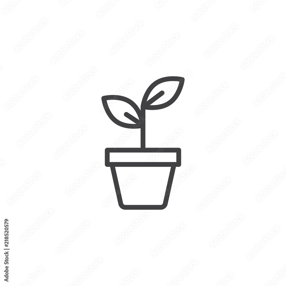 Fototapeta premium Potted plant outline icon. linear style sign for mobile concept and web design. Plant in pot simple line vector icon. Symbol, logo illustration. Pixel perfect vector graphics