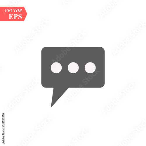 Chat Bubble, Dialog Box Isolated Flat Web Mobile Icon, Vector Sign Symbol Button Element Silhouette