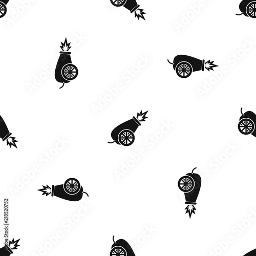 Circus cannon pattern repeat seamless in black color for any design. Vector geometric illustration