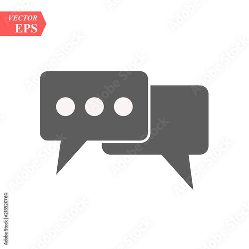 Chat Bubble, Dialog Box Isolated Flat Web Mobile Icon, Vector Sign Symbol Button Element Silhouette