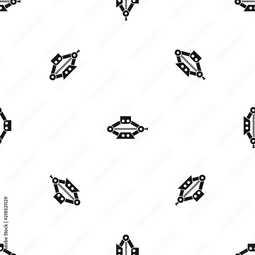 Red scissor car jack pattern repeat seamless in black color for any design. Vector geometric illustration