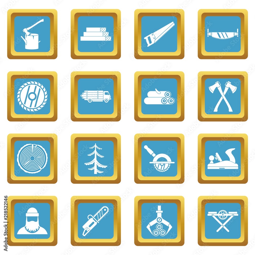 Timber industry icons set in azur color isolated vector illustration for web and any design Timber industry icons set in azur color isolated vector illustration for web and any design
