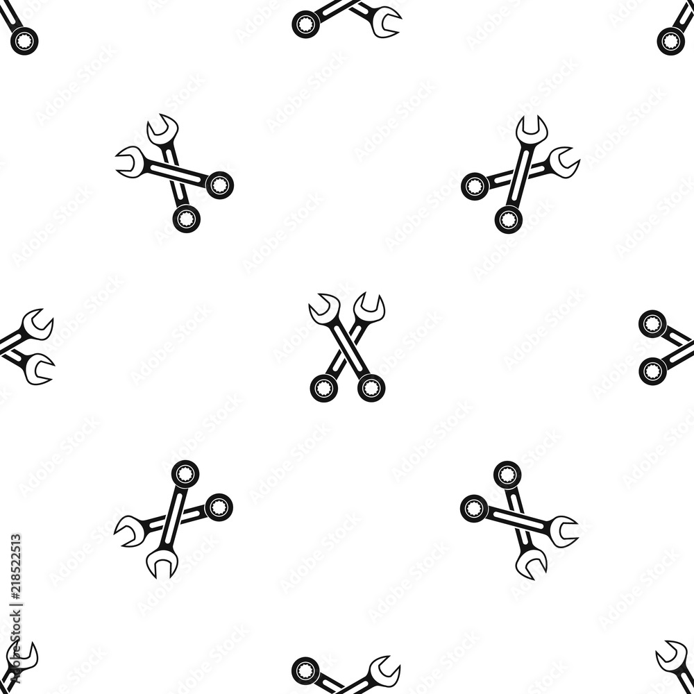 Crossed spanners pattern repeat seamless in black color for any design. Vector geometric illustration Crossed spanners pattern repeat seamless in black color for any design. Vector geometric illustration