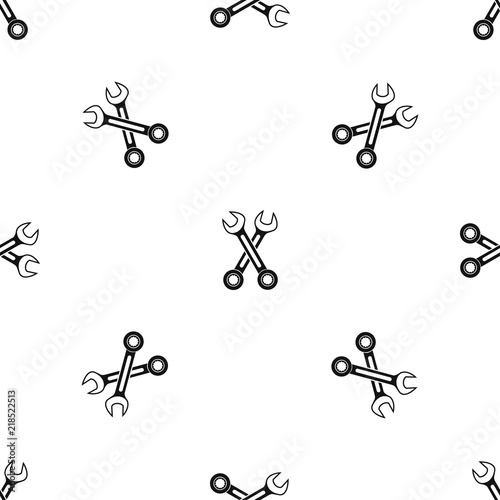 Crossed spanners pattern repeat seamless in black color for any design. Vector geometric illustration