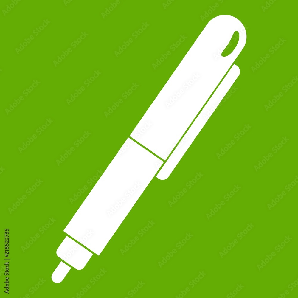 Marker pen icon white isolated on green background. Vector illustration
