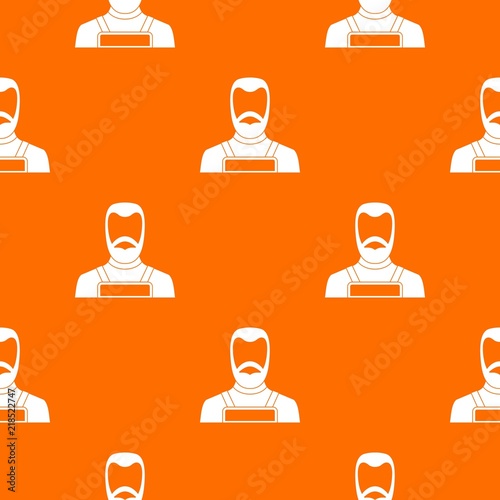 Blacksmith pattern repeat seamless in orange color for any design. Vector geometric illustration