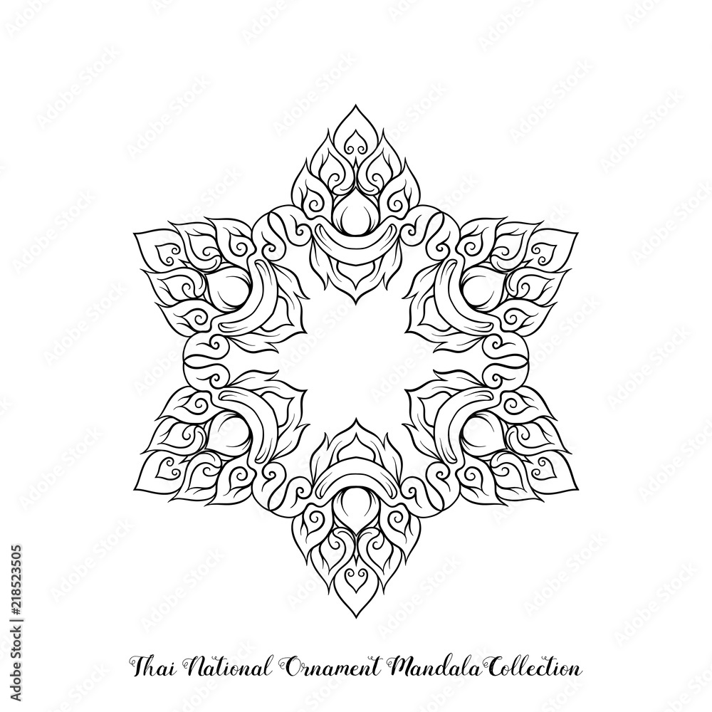 Outline mandala of traditional Thai ornament. Stock illustration
