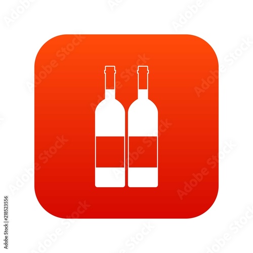 Two bottles of wine icon digital red for any design isolated on white vector illustration