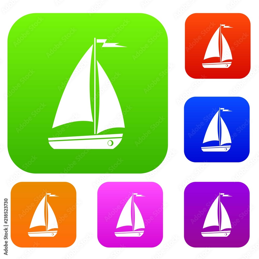 Boat set icon in different colors isolated vector illustration. Premium collection