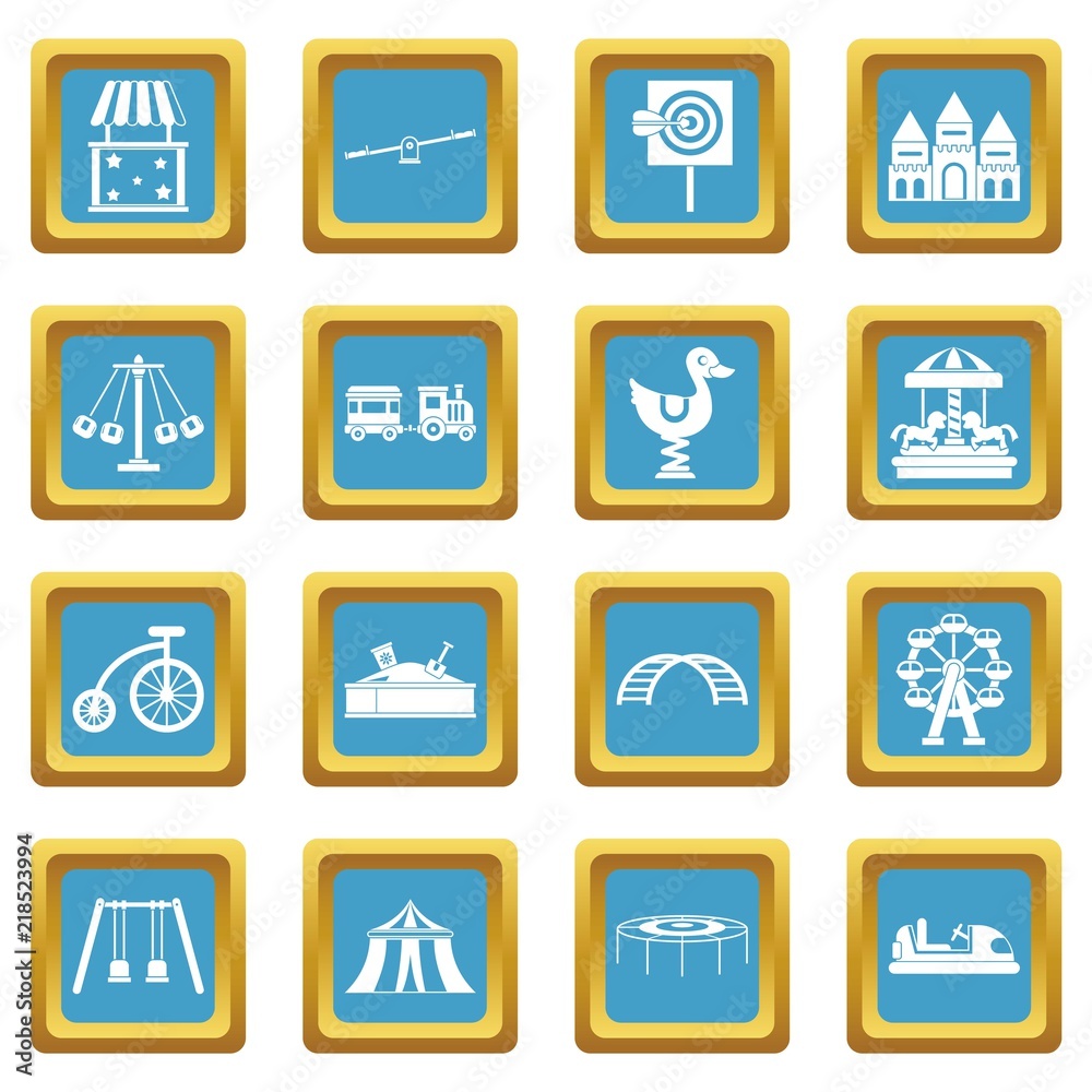 Amusement park icons set in azur color isolated vector illustration for web and any design Amusement park icons set in azur color isolated vector illustration for web and any design