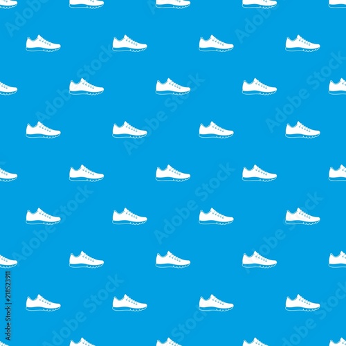 Sneakers pattern repeat seamless in blue color for any design. Vector geometric illustration